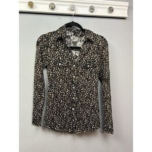 S Line Black‎ Label Animal Print Button front shirt Womens small Y2K Sheer Retro